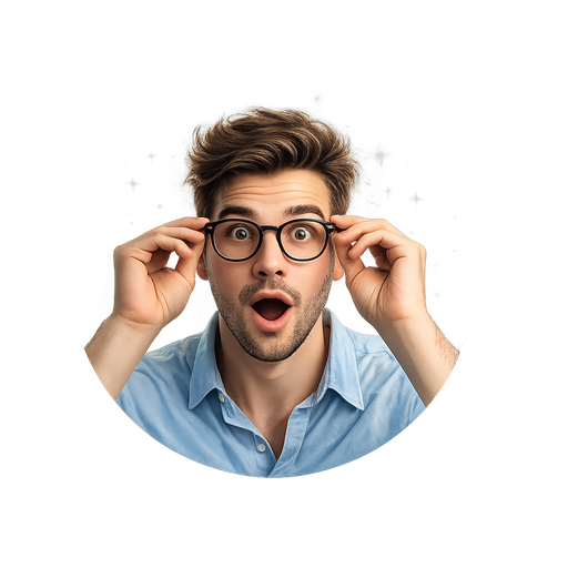 Amazed person with glasses